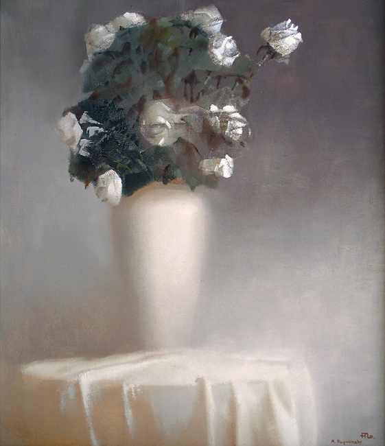 White roses. oil on canvas, 32"x28", 81cm.x 71cm.
