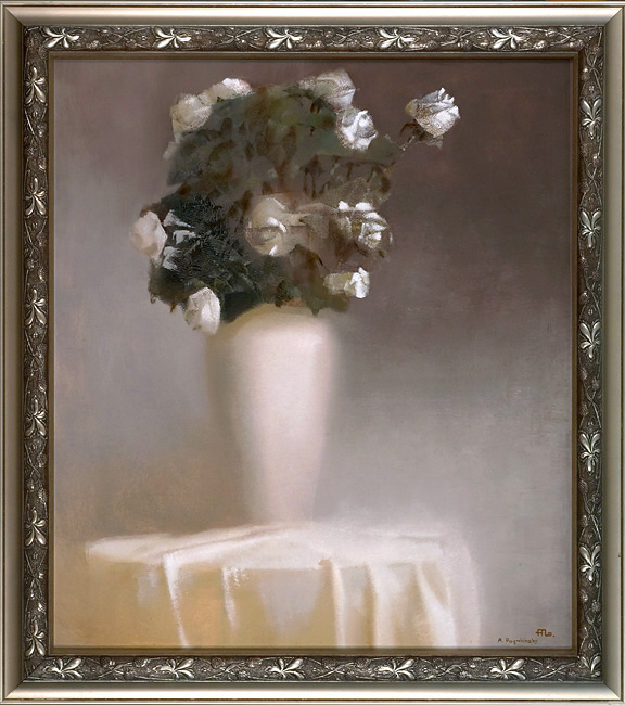 White roses. oil on canvas, 32"x28", 81cm.x 71cm.